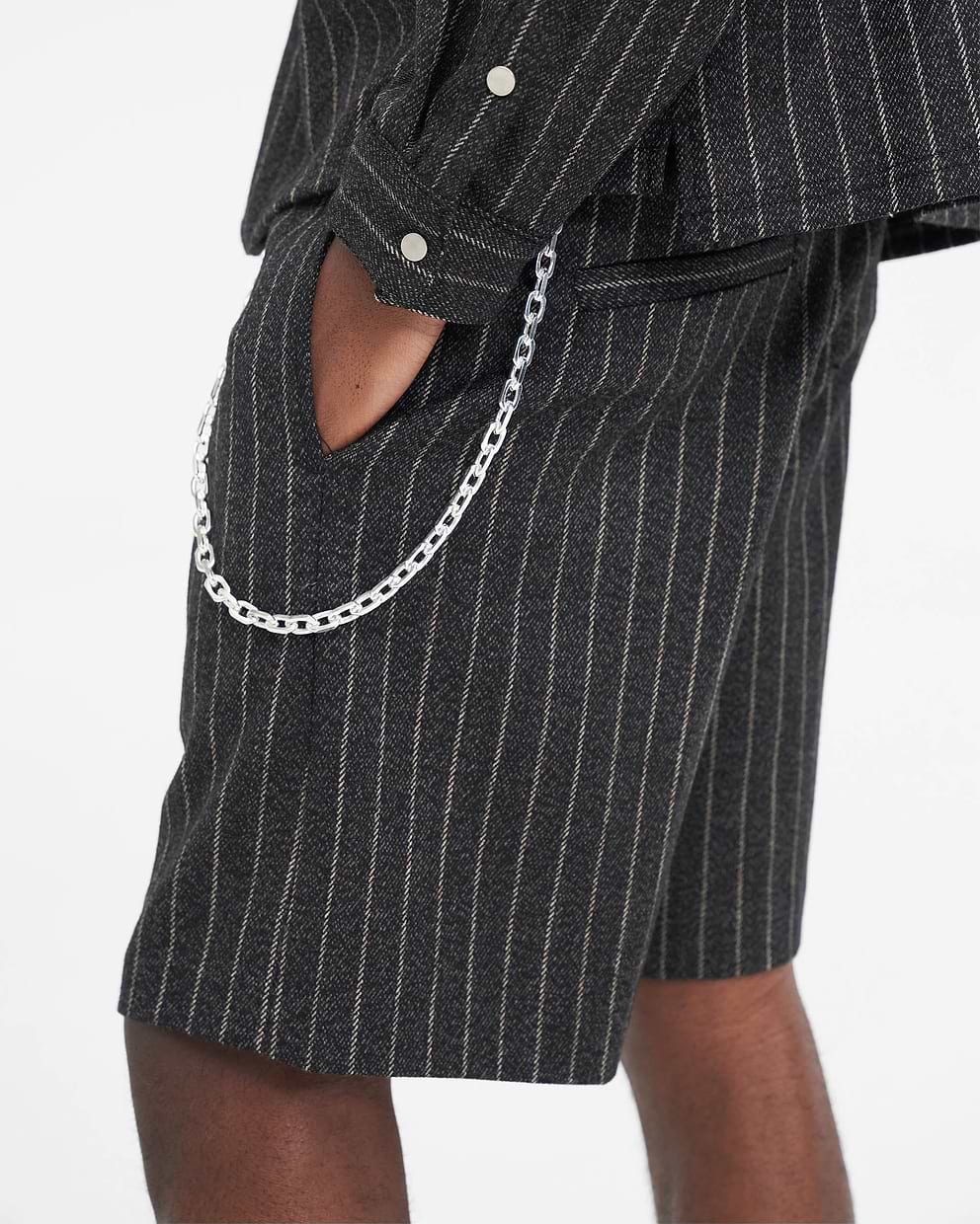 Tailored Short - Black Pinstripe